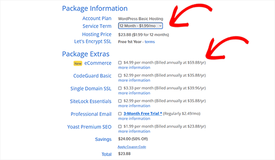 Bluehost finalize package Bluehost finalize package